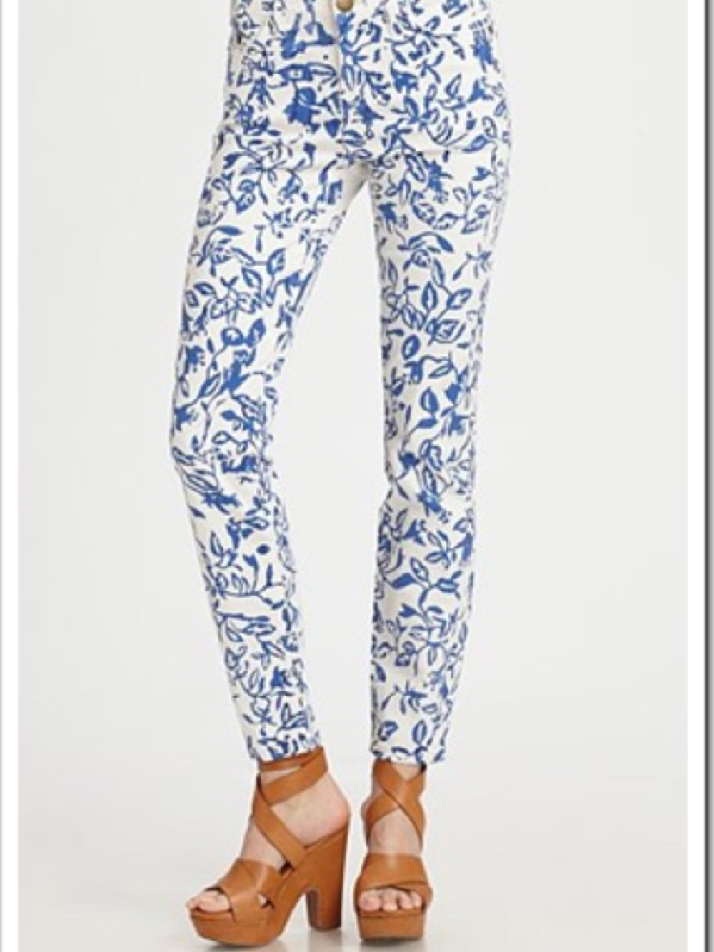 Current/Elliott x DVF Floral Blue White Watercolor Denim Jeans - Picture 16 of 16